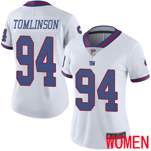 Women New York Giants #94 Dalvin Tomlinson Limited White Rush Vapor Untouchable Football NFL Jersey